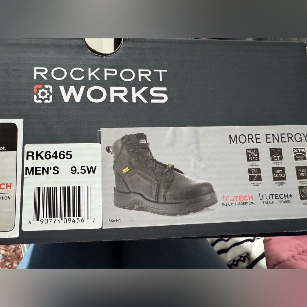 Rockport Black Men's Boots Genuine Leather Steel Toe